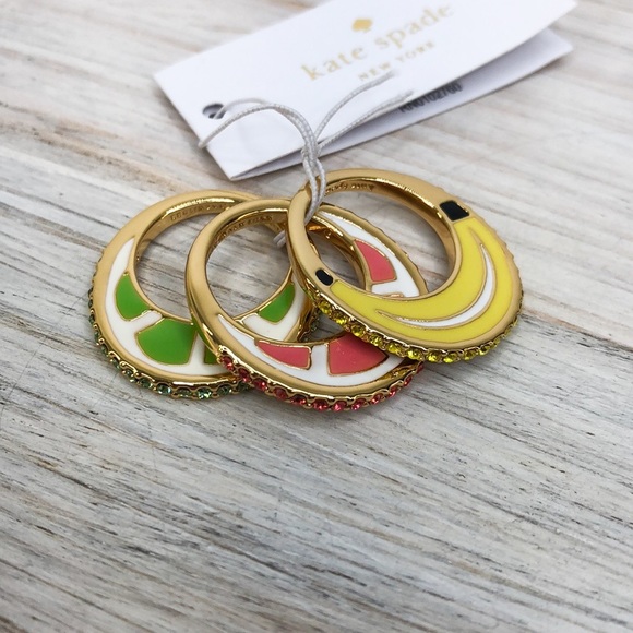 Kate Spade Out of Office Fruit Ring Set NWT, Sz 6 - Picture 6 of 9